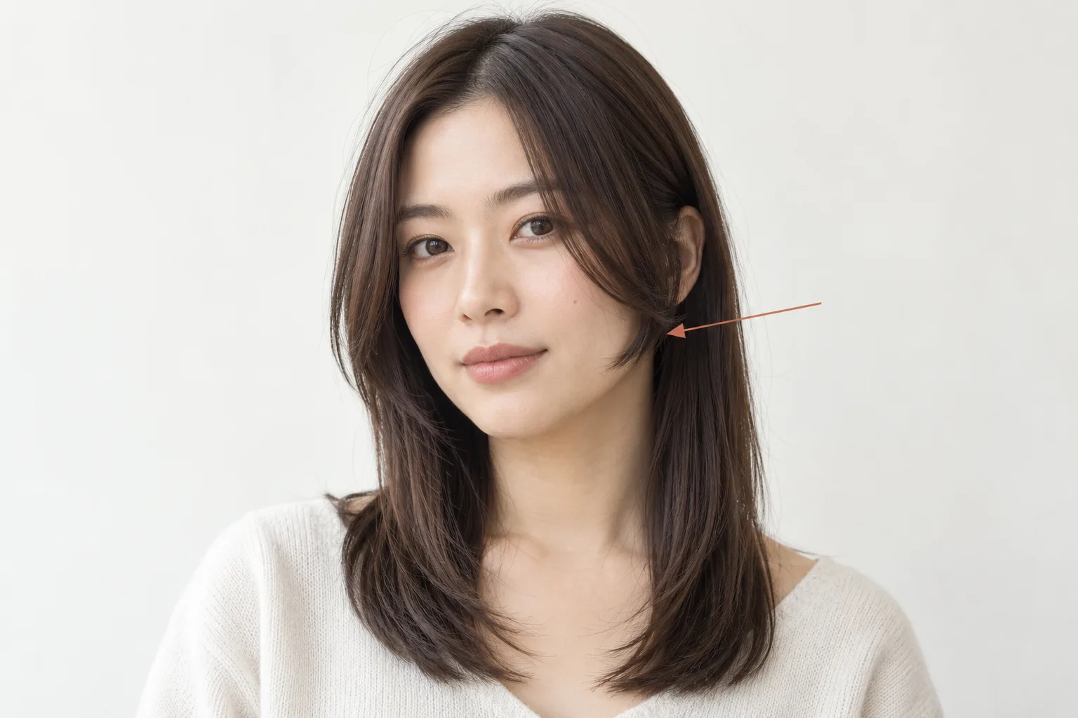 Cheek-level front pieces sweeping outward above longer shoulder-length hair