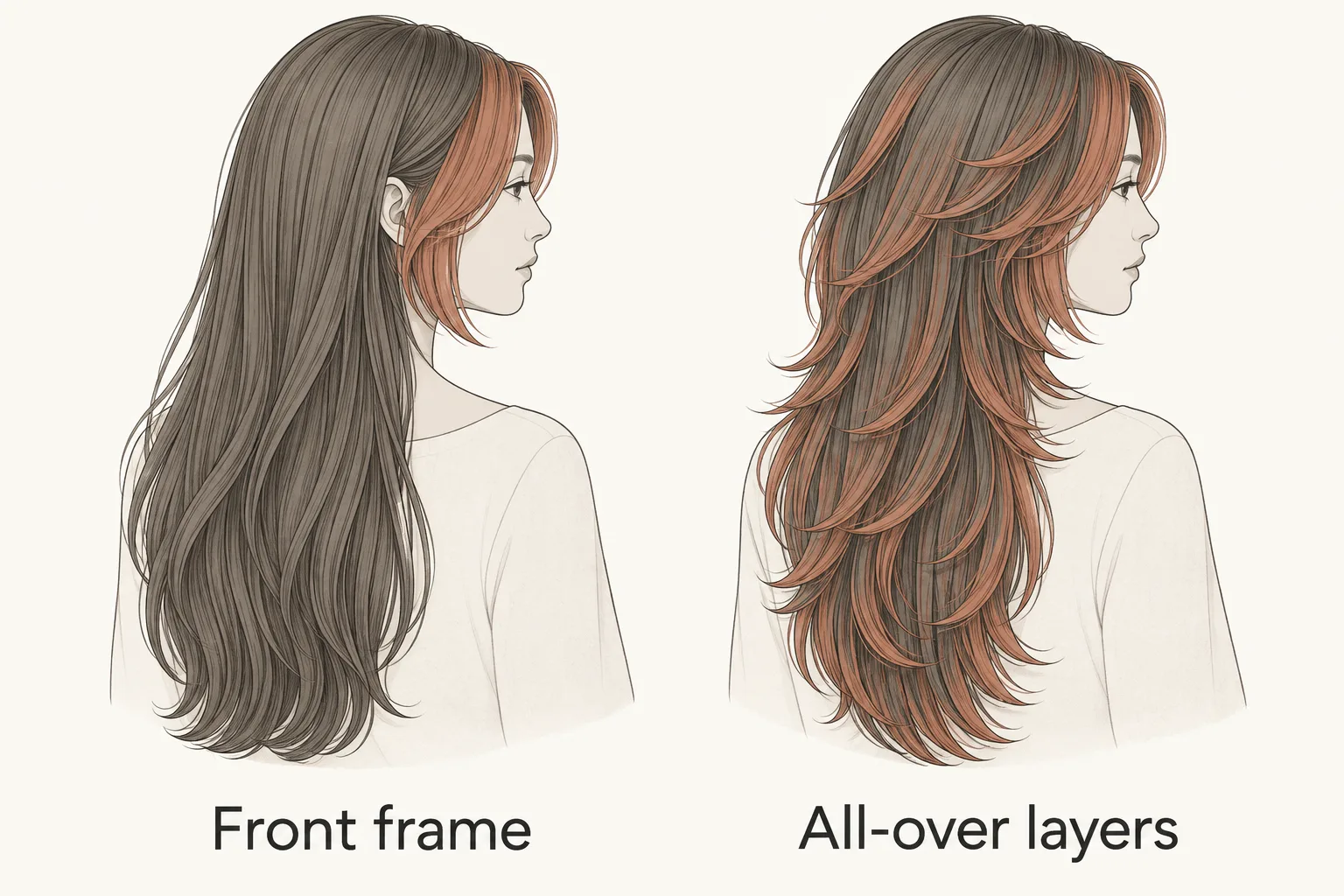 Diagram contrasting a localized front frame with layers distributed across the head