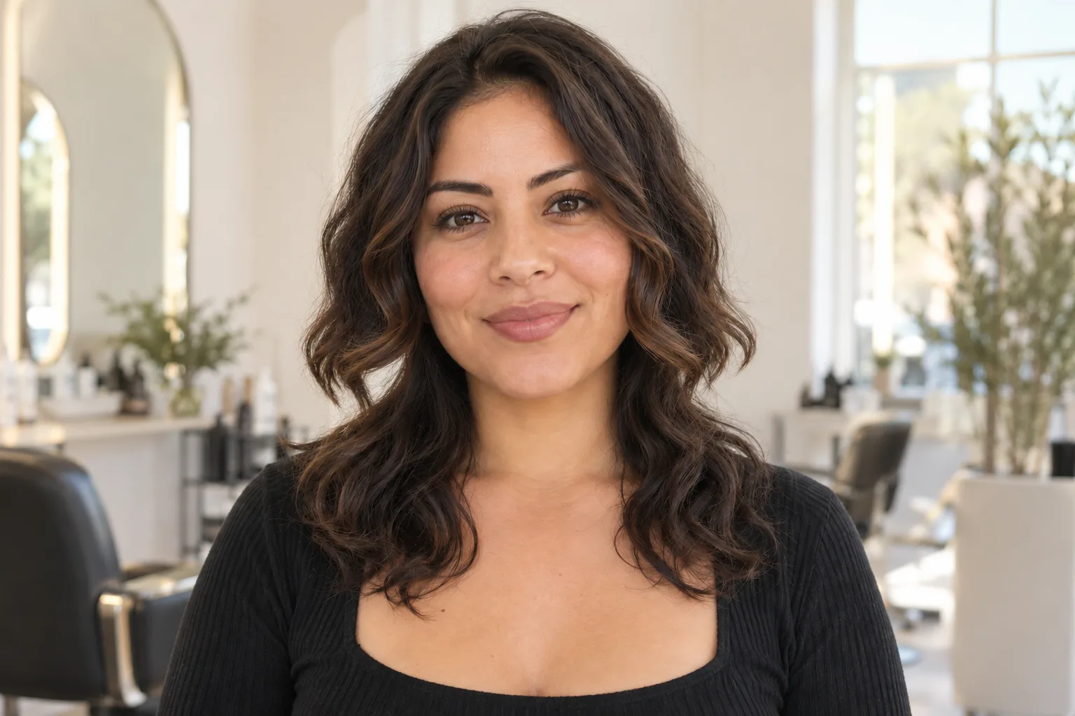 Natural dry waves with a chin-area front frame connecting into longer lengths