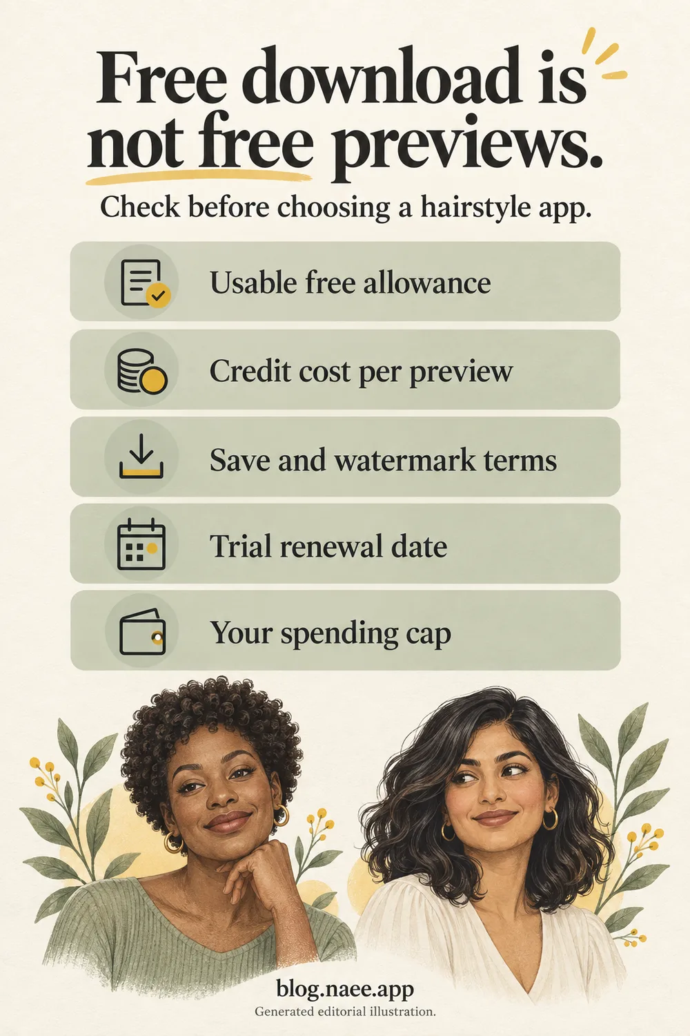 Pinterest checklist with the headline Free download is not free previews and five purchase checkpoints