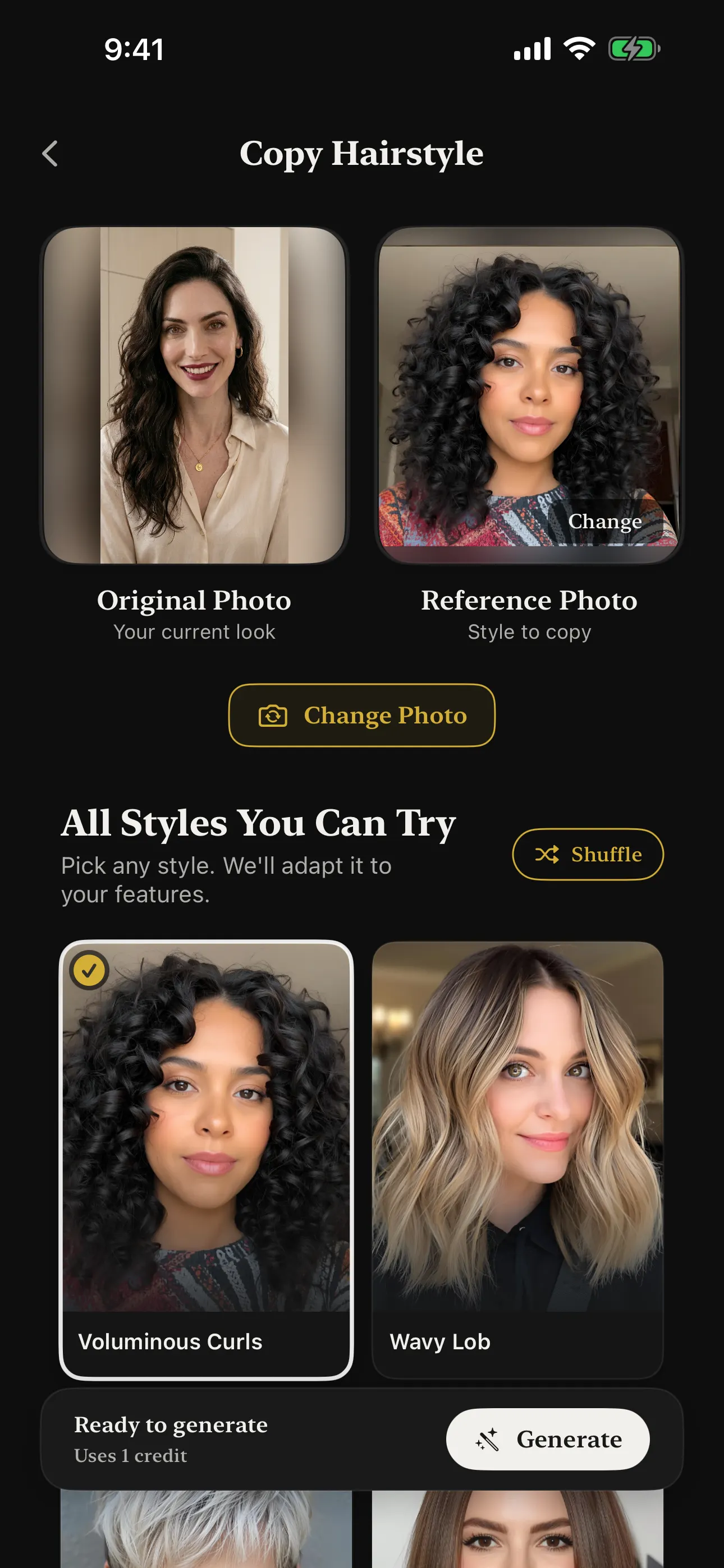 Naee Copy Hairstyle mode with original and reference photos
