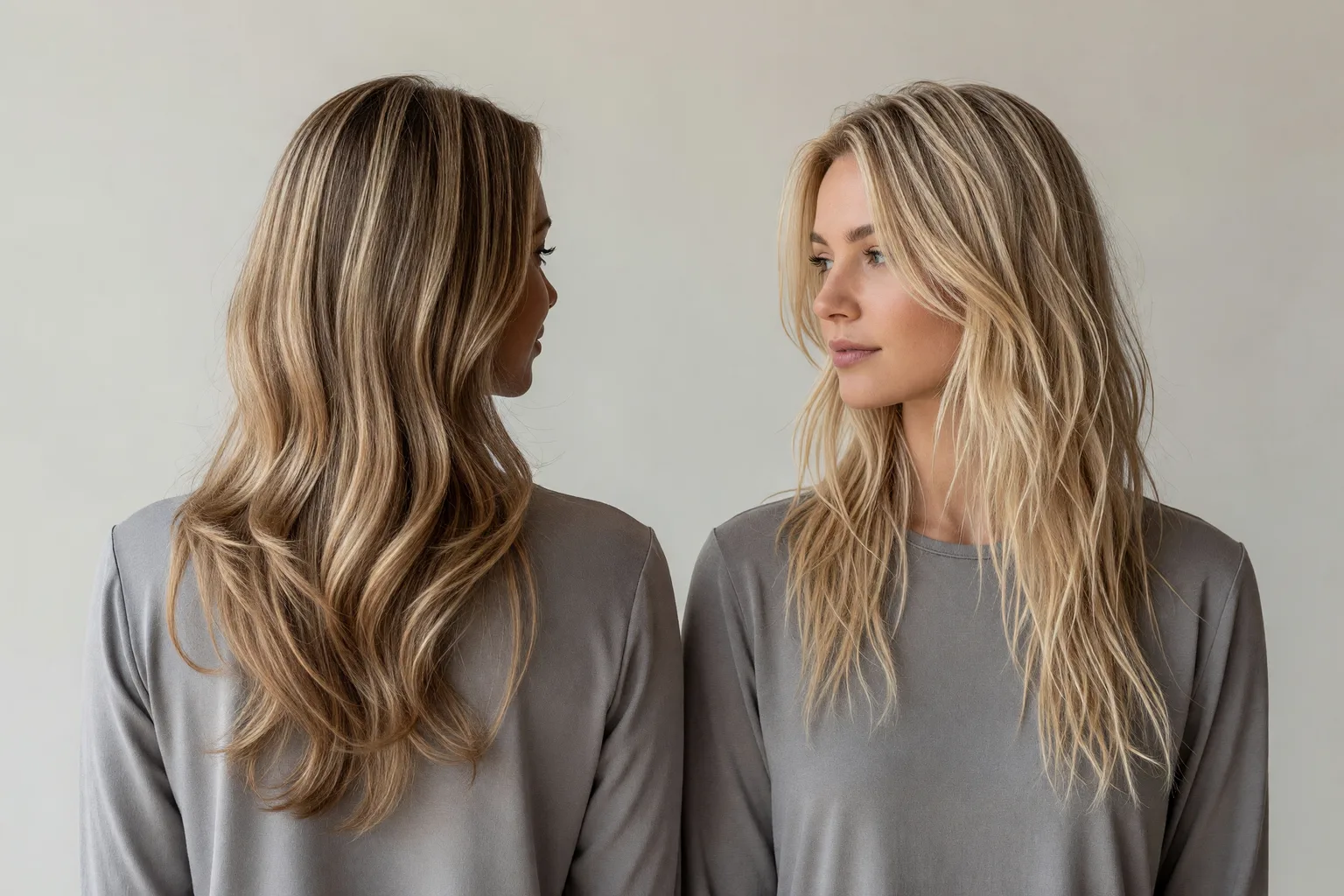 Generated comparison of soft blended long layers and choppy textured long layers